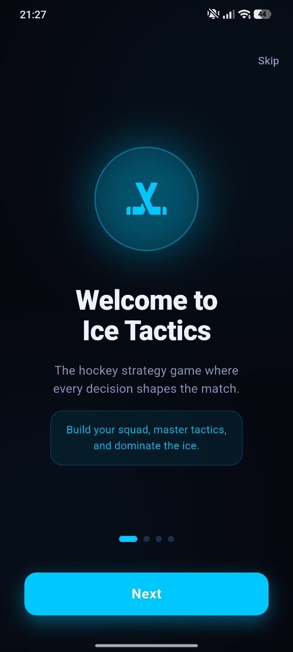 Bwar Ice Arena onboarding screen